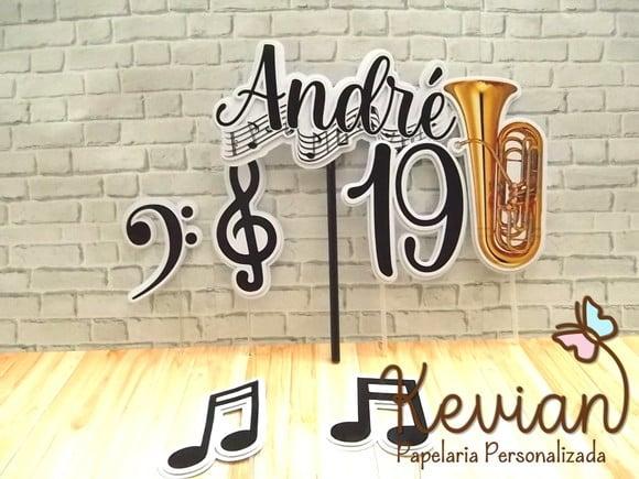 Topo de Bolo Notas Musicais