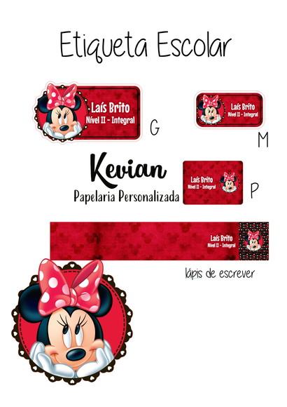 Etiqueta Escolar Minnie - Kit 3