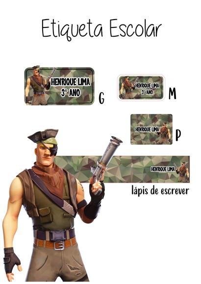 Etiqueta Escolar Fortnite - Kit 3