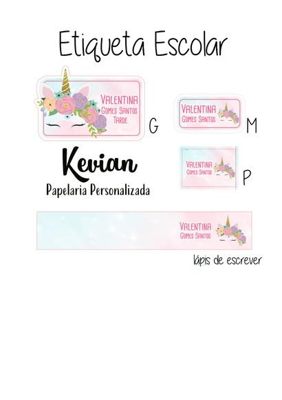 Etiqueta Escolar Unicórnio - Kit 3