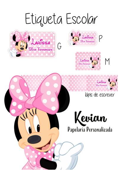 Etiqueta Escolar Minnie - Kit 3