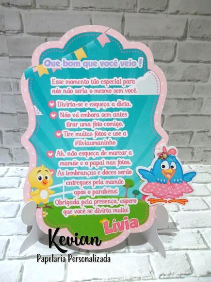 Recado de Mesa Galinha Pintadinha Candy