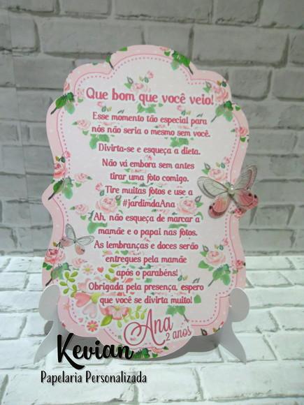 Recado Mesa Jardim com Aplique Borboleta