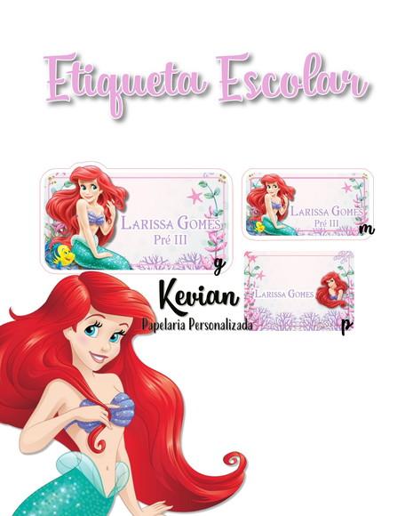 Etiqueta Escolar Ariel Pequena Sereia - Kit 1
