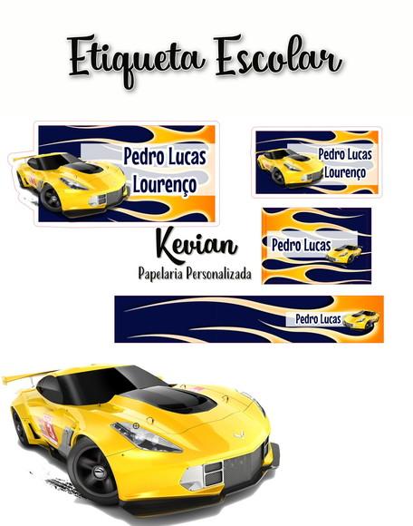 Etiqueta Escolar Hot Weels - Kit 3