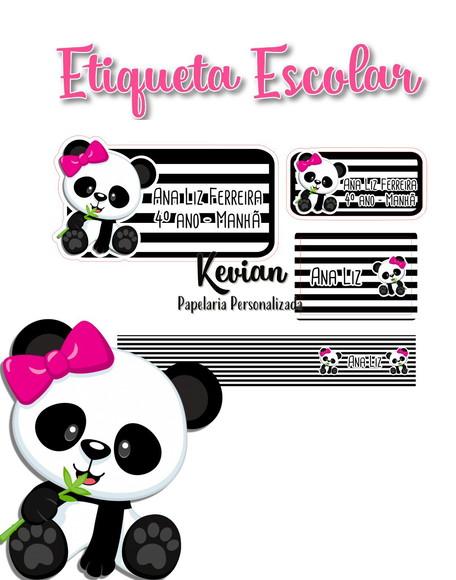 Etiqueta Escolar Panda - Kit 3