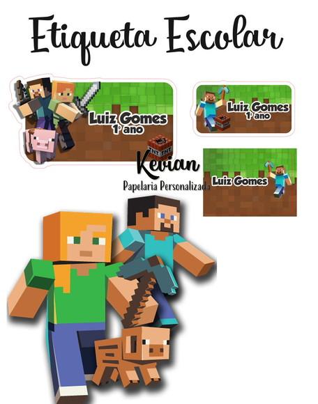 Etiqueta Escolar Minecraft - Kit 2