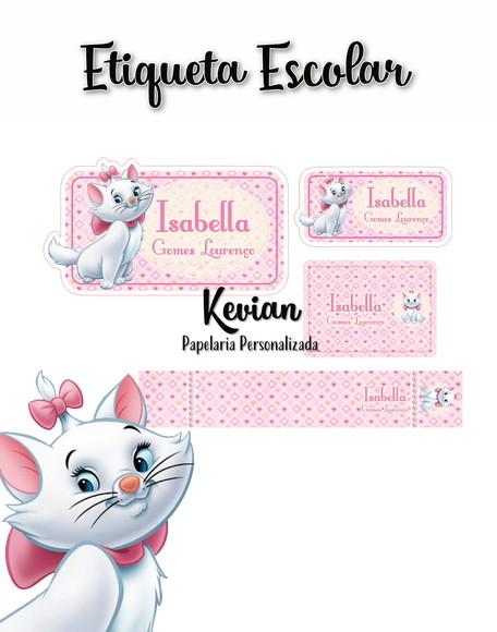 Etiqueta Escolar Gatinha Marie - Kit 3