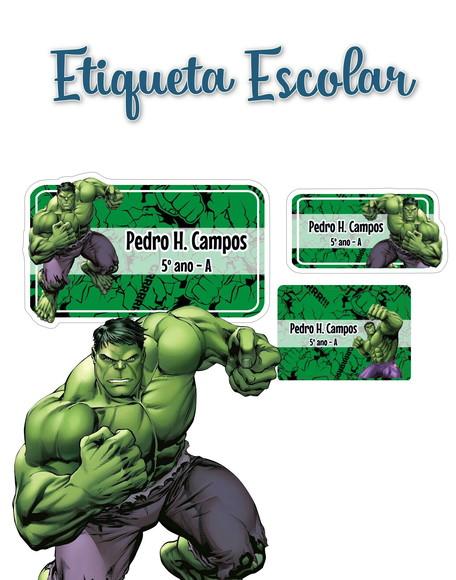 Etiqueta Escolar Hulk - Kit 2