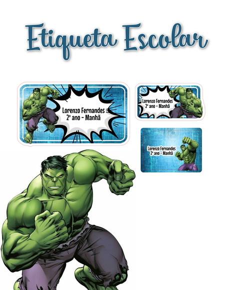 Etiqueta Escolar Hulk - Kit 1