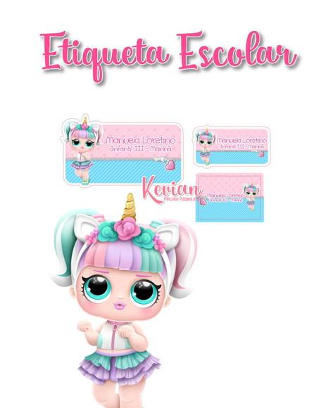 Etiqueta Escolar Lol Unicórnio - Kit 1