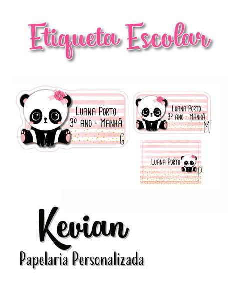 Etiqueta Escolar Panda Rosa - Kit 2