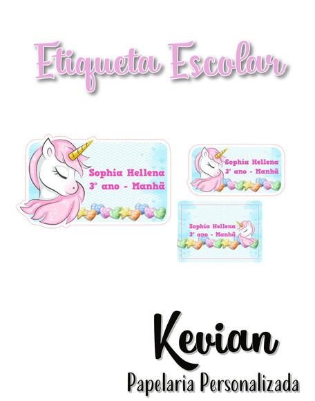 Etiqueta Escolar Unicórnio - Kit 1