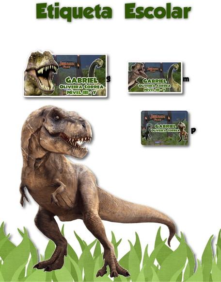 Etiqueta Escolar Dinossauro Jurassic - Kit 2