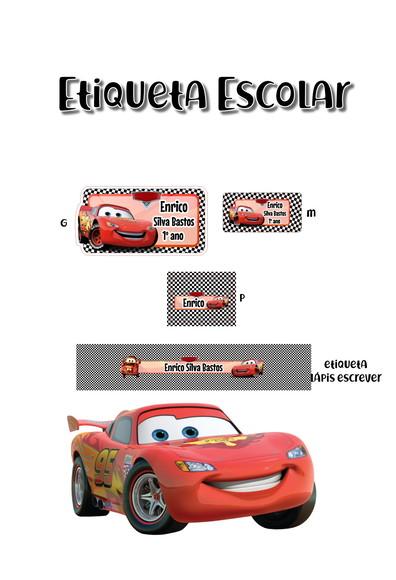 Etiqueta Escolar Carros - Kit 3