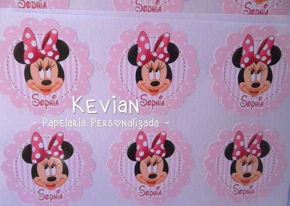 30 Adesivo Latinha Minnie