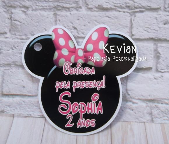 40 Tag Agradecimento Minnie Rosa