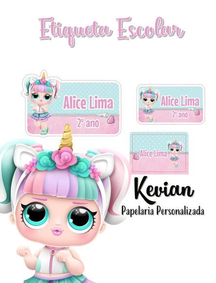 Etiqueta Escolar Lol Unicórnio - Kit 1