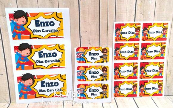Etiqueta Escolar Heróis - Kit 1
