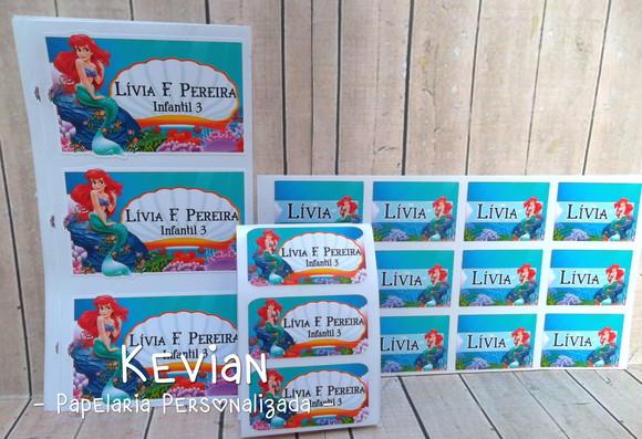 Etiqueta Escolar Pequena Sereia - Kit 2