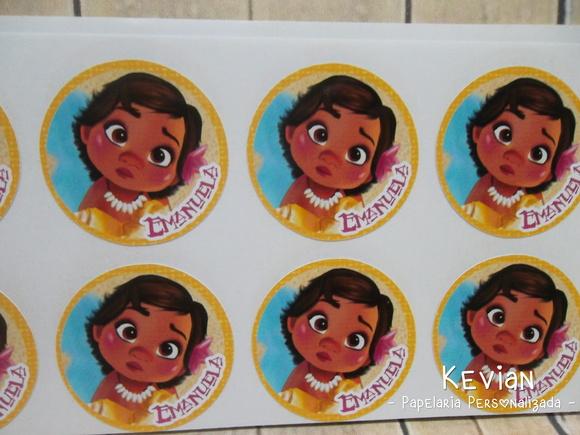 Adesivo Copinho Docinho Brigadeiro Moana - 3cm