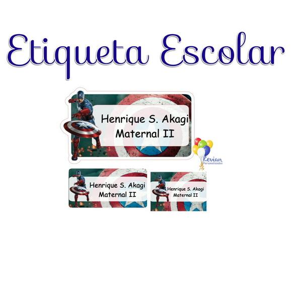 Etiqueta Escolar Capitão América - Kit 2