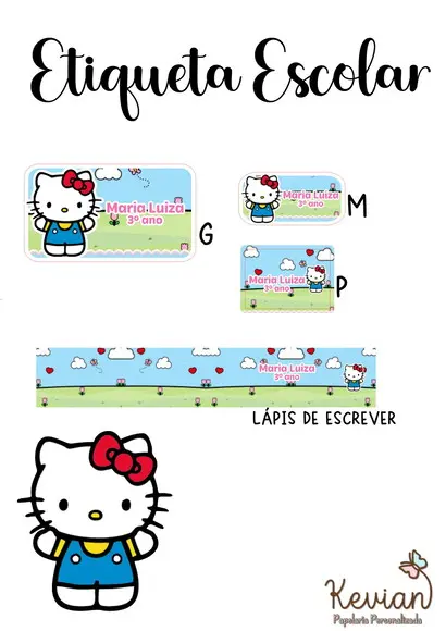 Etiqueta Escolar Hello Kitty - Kit 3