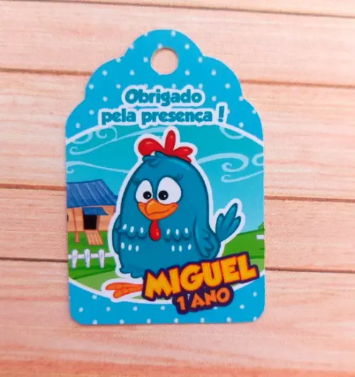 50 Tag Agradecimento Galinha Pintadinha Azul Menino