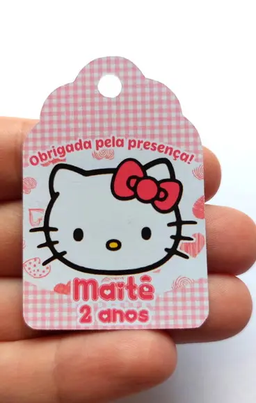 100 Tag Agradecimento Hello Kitty Rosa