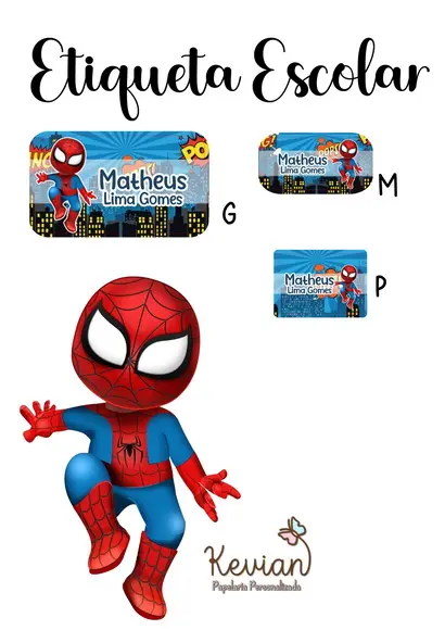 Etiqueta Escolar Homem Aranha - Kit 4