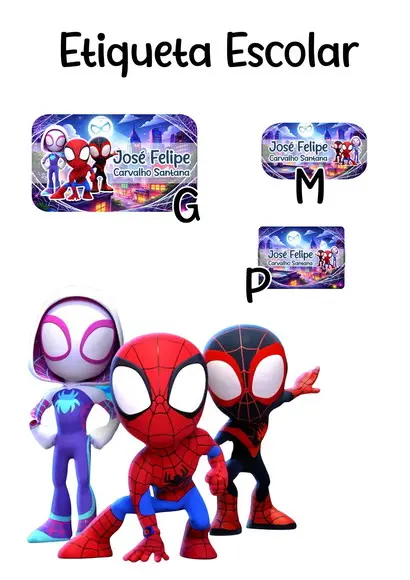 Etiqueta Escolar Spidey Homem Aranha - Kit 2