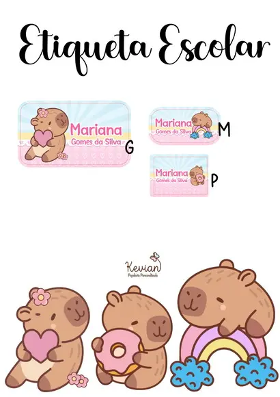 Etiqueta Escolar Capyara Capivara Candy Color- Kit 1