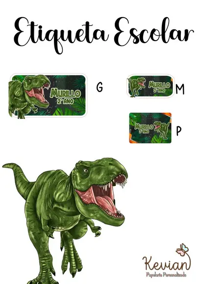 Etiqueta Escolar Dinossauro Jurassic - Kit 4