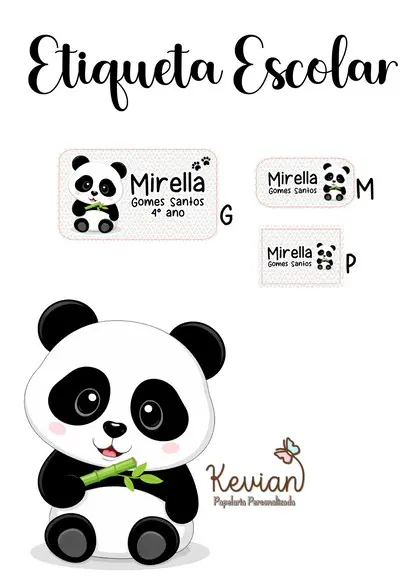 Etiqueta Escolar Panda Pandinha - Kit 4 - 110 Etiquetas