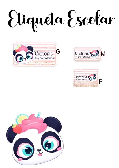 Etiqueta Escolar Panda - Kit 2