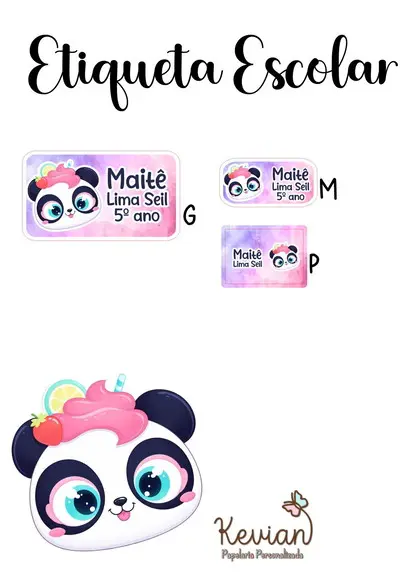 Etiqueta Escolar Panda - Kit 2