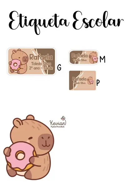 Etiqueta Escolar Capybara Capivara - Kit 2