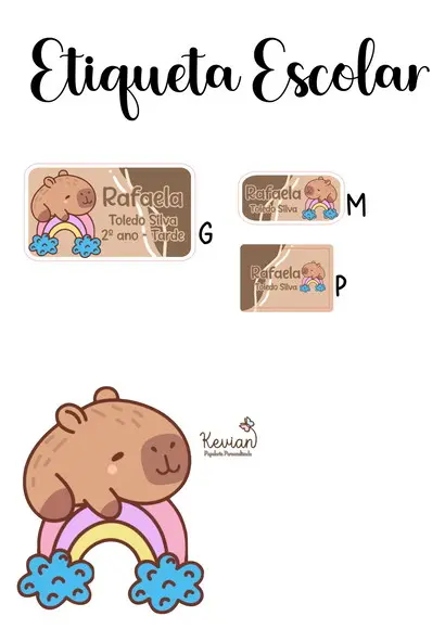 Etiqueta Escolar Capyara Capivara - Kit 1