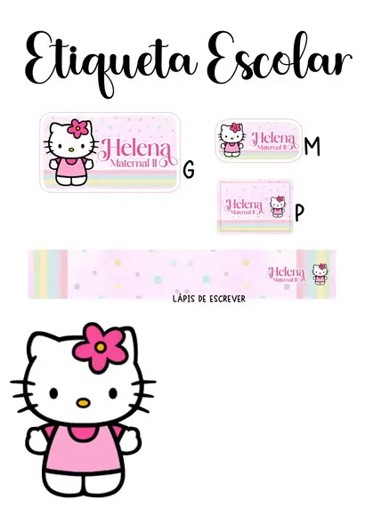 Etiqueta Escolar Hello Kitty - Kit 3