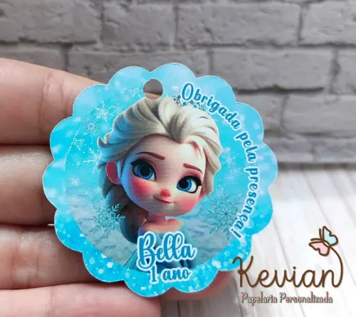 50 Tag Agradecimento Frozen Anna Baby