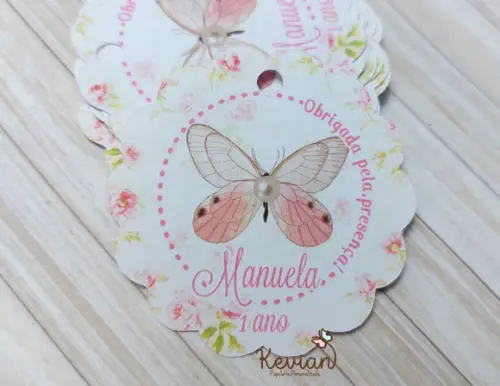 50 Tag Agradecimento Lembrancinha Personalizada Borboleta