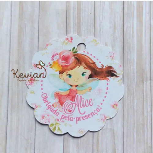 100 Tag Lembrancinha Jardim das Fadas 5cm