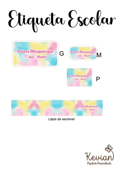 Etiqueta Escolar Tie Dye - Kit 3