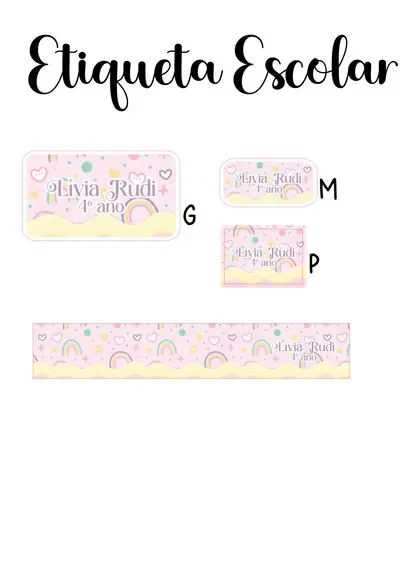 Etiqueta Escolar Arco Íris - Kit 3