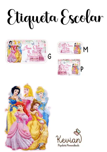 Etiqueta Escolar Princesas - Kit 2
