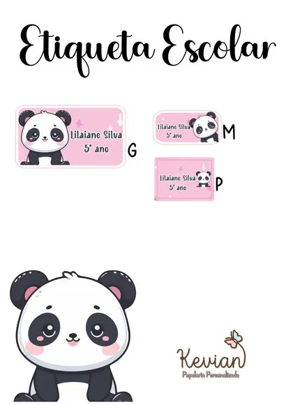 Etiqueta Escolar Panda - Kit 2