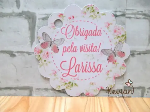 50 Tag Agradecimento Jardim Borboletas 4cm