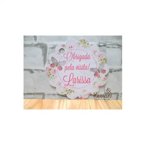 100 Tag Agradecimento Floral Jardim Borboletas 4cm