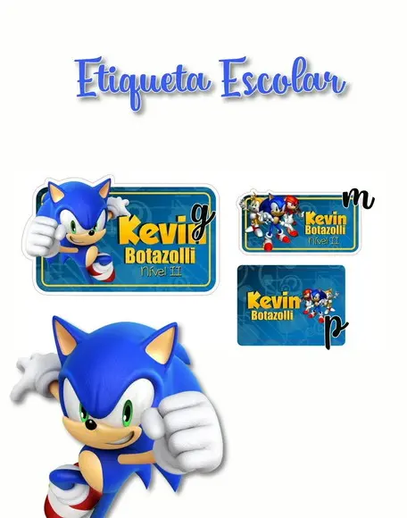 Etiqueta Escolar Sonic - Kit 2