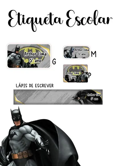 Etiqueta Escolar Batman - Kit 3